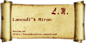 Lancsák Miron névjegykártya